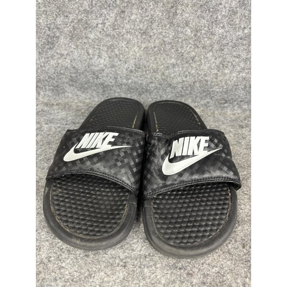 NIKE Benassi JDI Shoes Mens Size 8 Black White‎ Slide Sandals Slip On Comfort
